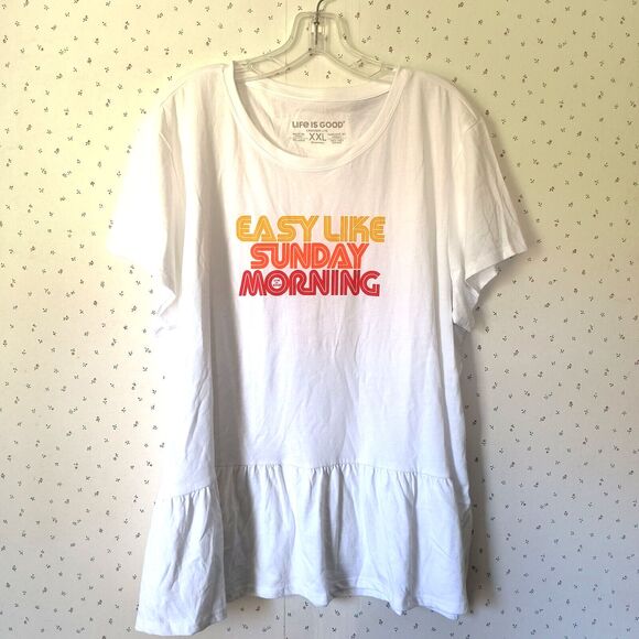 Life is Good Crusher Tee Lite New XXL Peplum Top "Easy Like Sunday Morning" - Picture 1 of 13